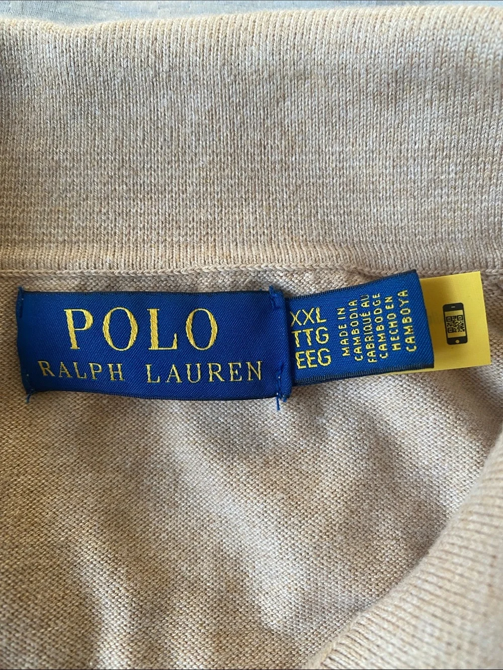 Polo by Ralph Lauren Tan Short-Sleeve Polo Sweater